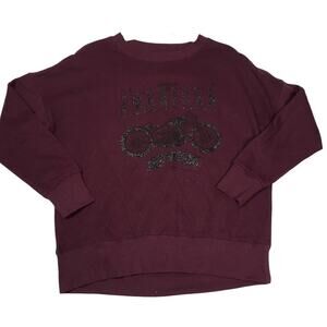 Rock & Republic Sweatshirt Glitter Motorcycle Crewneck Long Sleeve NEW Women's S